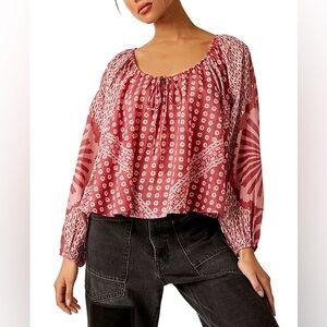 NWOT Free People Elena Floral Top in Clay